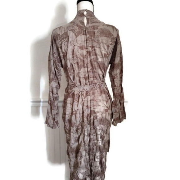Zara Brown and Taupe Crinkle Stretch Dress Size Small - Picture 4 of 7